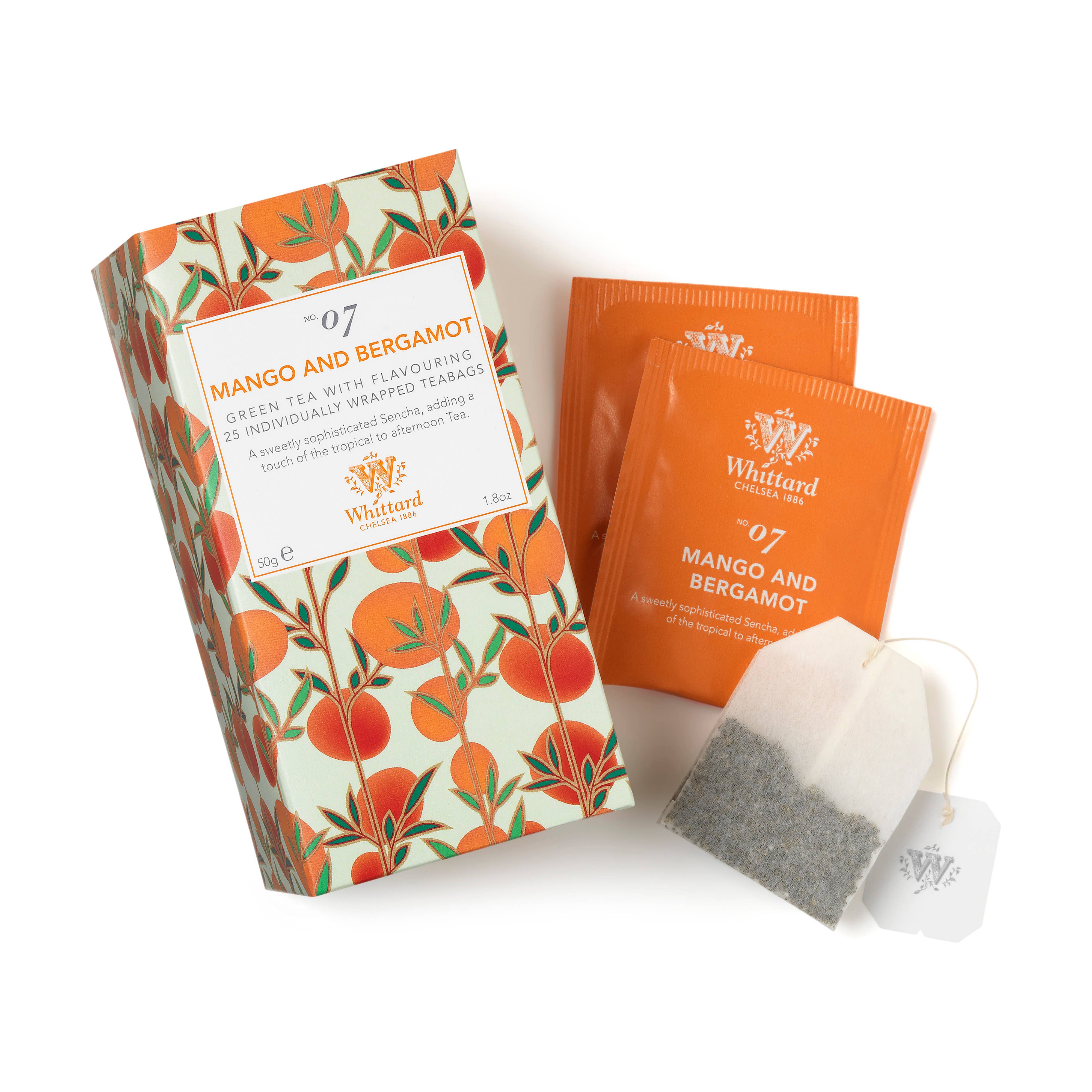 Whittard of Chelsea - Mango & Bergamot 25 individually wrapped teabags