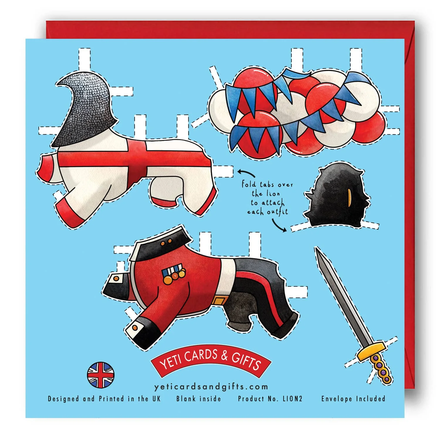 Yeti Cards & Gifts - Dress an English Lion Birthday Card - Image 3